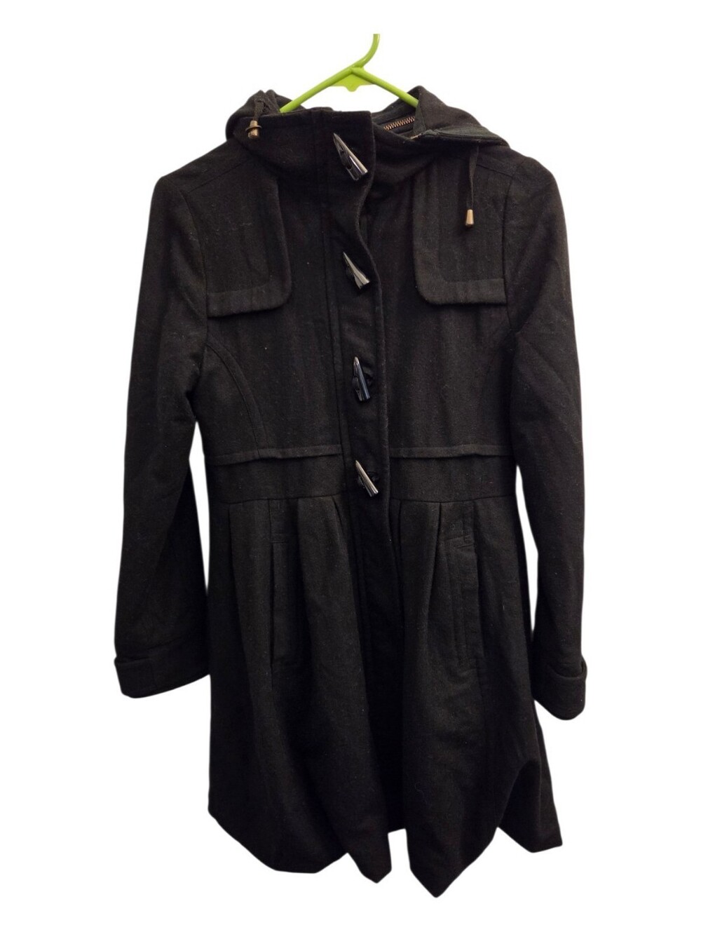 Black Hooded Toggle Coat - Women